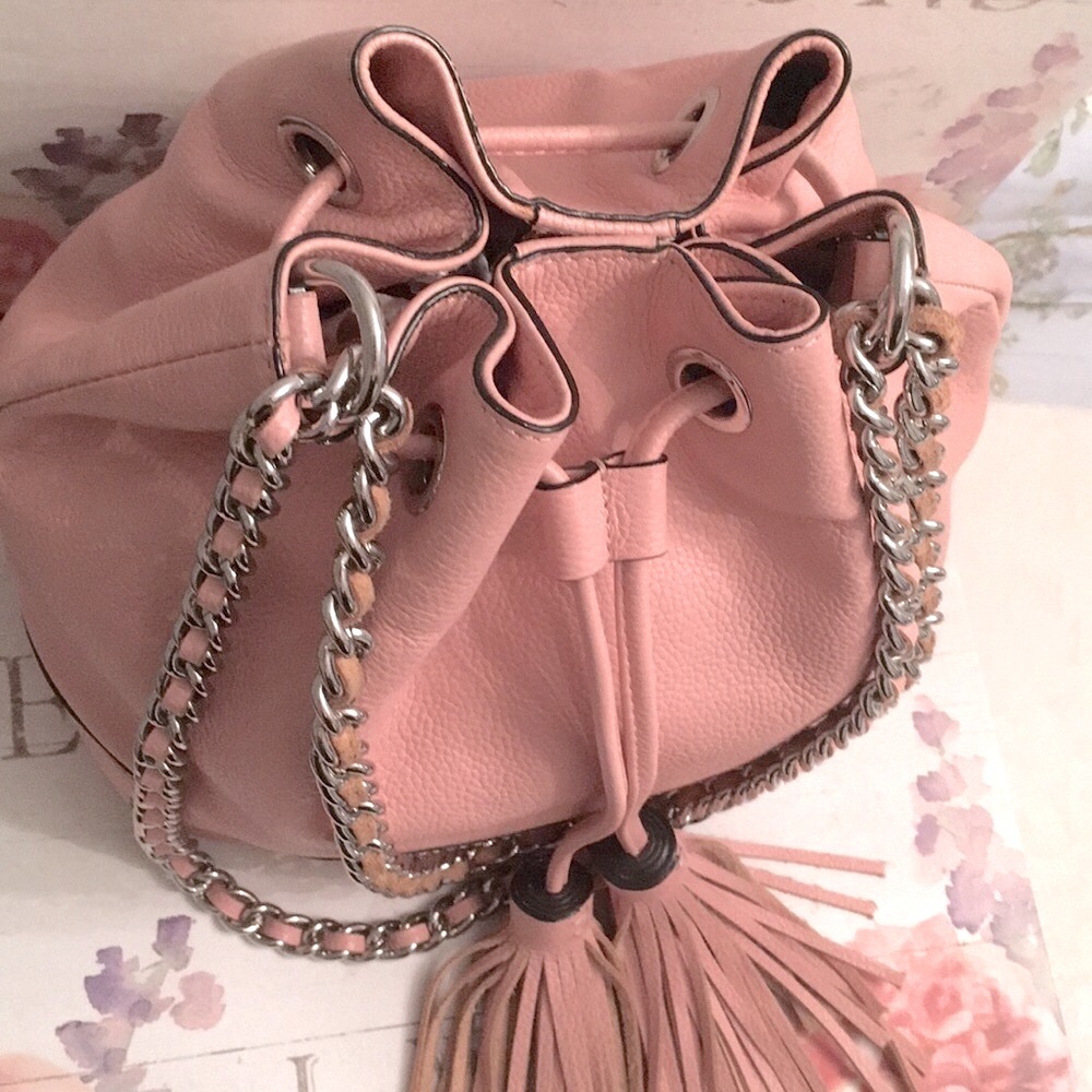 Like New! Rare 🎀 Rebecca Minkoff Pink Leather Full Size Lexie Tassel Bucket Bag! - Picture 6 of 15